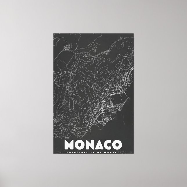Lienzo Mapa de viaje antiguo de Mónaco (Anverso)
