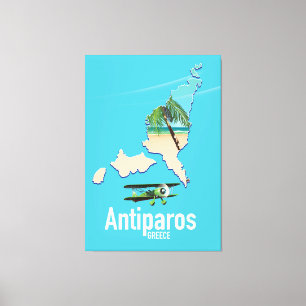 Lienzo Mapa de viaje de Antiparos Grecia