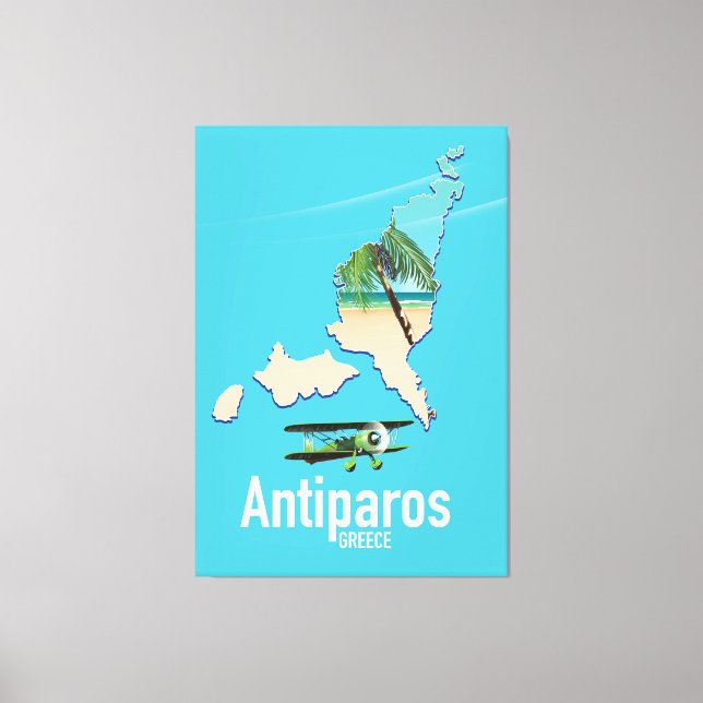 Lienzo Mapa de viaje de Antiparos Grecia (Anverso)