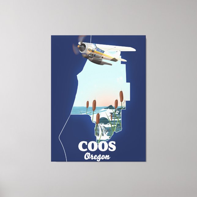 Lienzo Mapa de viaje de Coos Oregon (Anverso)