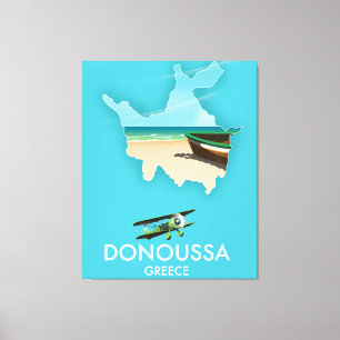 Lienzo Mapa de viaje de Donoussa Grecia