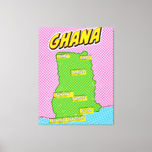 Lienzo mapa de viaje de Ghana