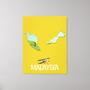 Lienzo Mapa de viaje de Malasia