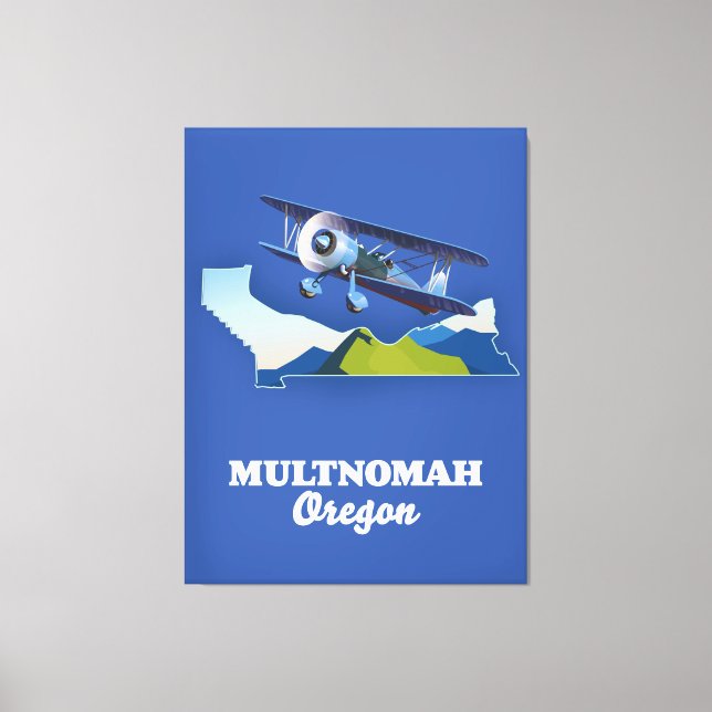 Lienzo Mapa de viaje de Multnomah Oregon (Anverso)