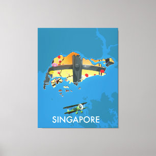 Lienzo mapa de viaje de Singapur