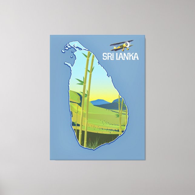 Lienzo mapa de viaje de Sri Lanka (Anverso)