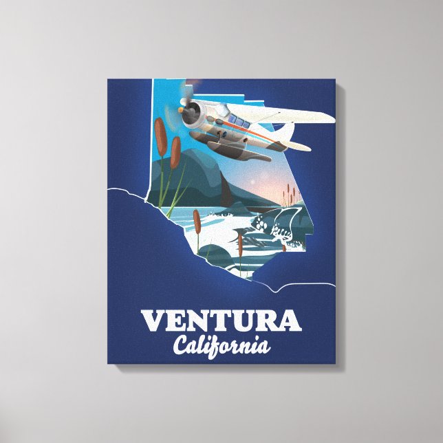 Lienzo mapa de viaje de Ventura California (Anverso)