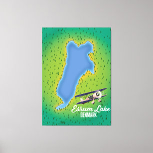 Lienzo Mapa de viaje del lago Esrum Dinamarca
