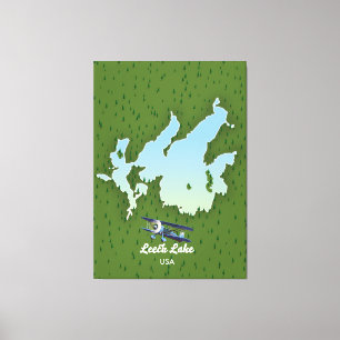 Lienzo Mapa de viaje del lago Leech