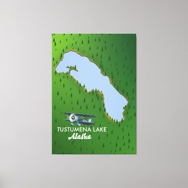 Lienzo Mapa de viaje del lago Tustumena (Anverso)