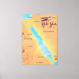 Lienzo Mapa de viaje del Mar Rojo