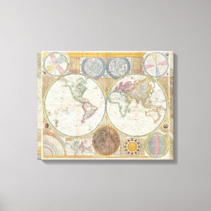 Lienzo Mapa de viaje mundial geografía antigua vintage