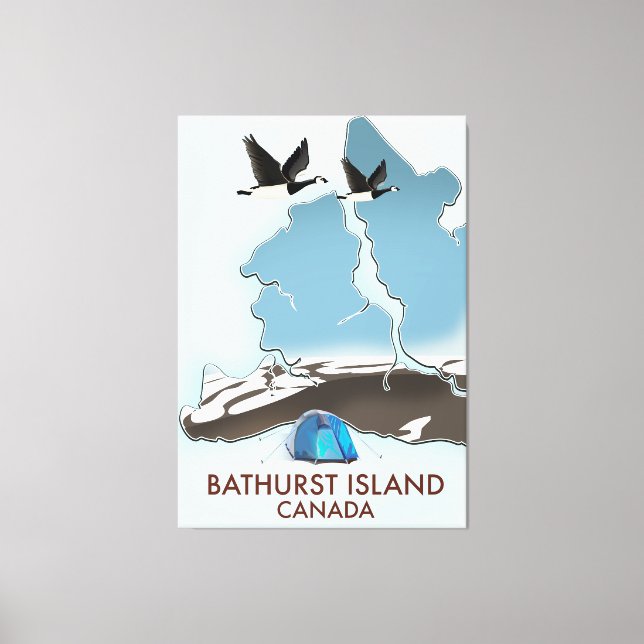 Lienzo Mapa de viajes de Bathurst Island Canada (Anverso)