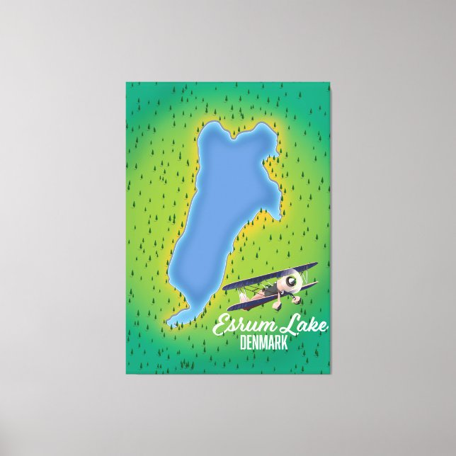 Lienzo Mapa de viajes de Esrum Lake Dinamarca (Anverso)