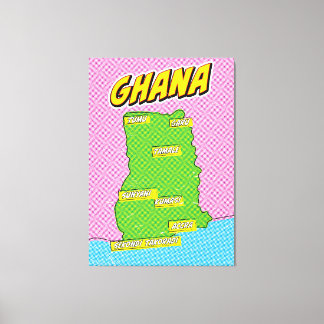Lienzo Mapa de viajes de Ghana