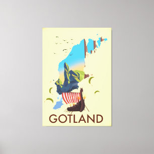 Lienzo Mapa de viajes de Gotland Baltic Sea Viking