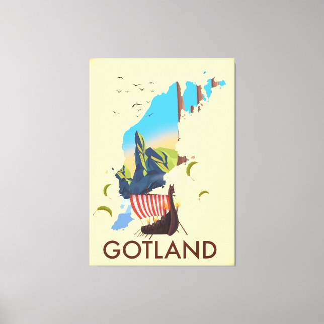 Lienzo Mapa de viajes de Gotland Baltic Sea Viking (Anverso)