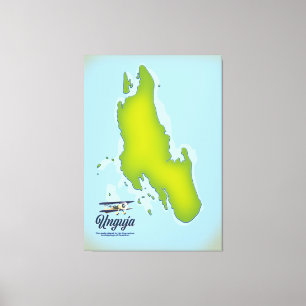 Lienzo Mapa de viajes de la isla Unguja