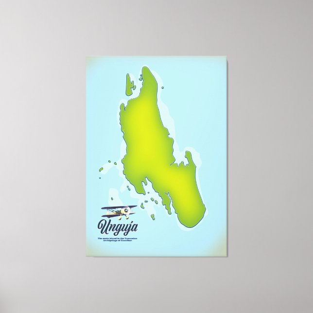 Lienzo Mapa de viajes de la isla Unguja (Anverso)