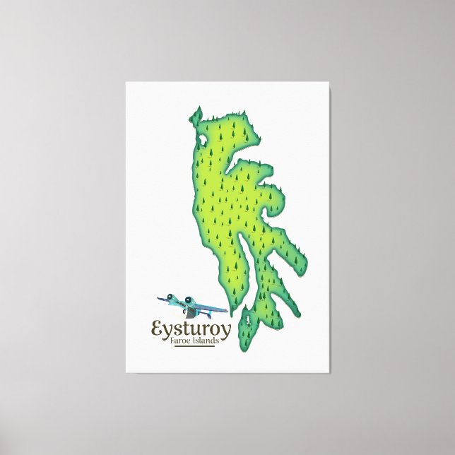Lienzo Mapa de viajes de las islas Eysturoy Faroe (Anverso)
