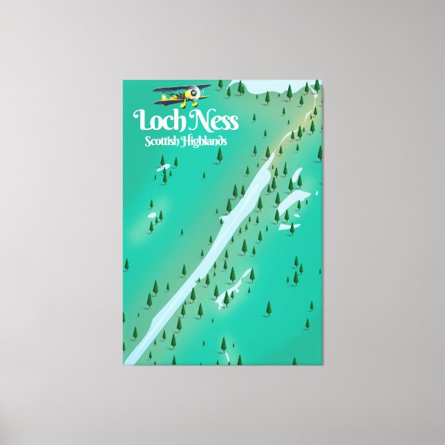 Lienzo Mapa de viajes de Loch Ness Scottish Highlands (Anverso)