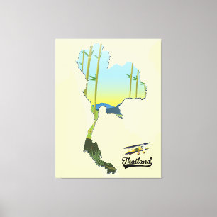 Lienzo Mapa de viajes de Tailandia