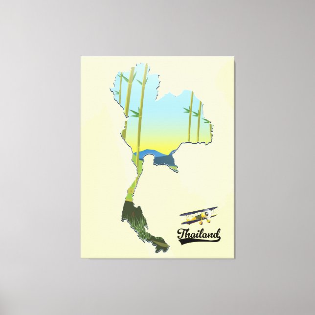 Lienzo Mapa de viajes de Tailandia (Anverso)