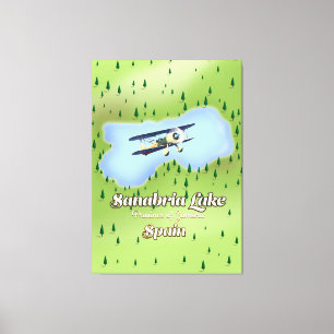 Lienzo Mapa de viajes del Lago Sanabria España.