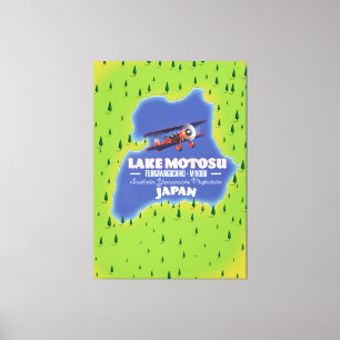 Lienzo Mapa de viajes japoneses del lago Motosu.