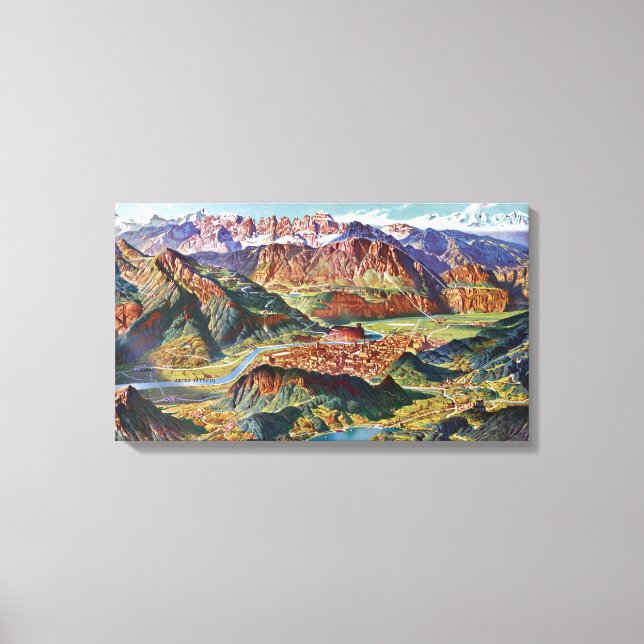 Lienzo Mapa de Viña Triente y los Dolomitas de Brenta en  (Anverso)