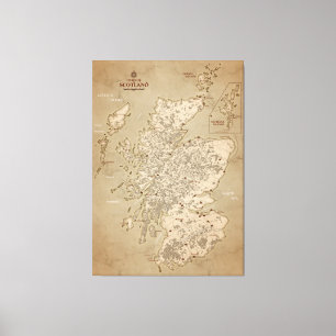 Lienzo Mapa De Vintage De Escocia