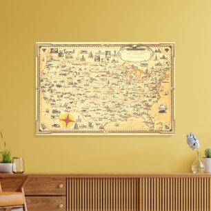 Lienzo Mapa de Vintage de Estados Unidos