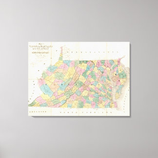 Lienzo Mapa de Virginia, Maryland y Delaware