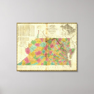 Lienzo Mapa de Virginia y de Maryland