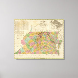 Lienzo Mapa de Virginia y de Maryland
