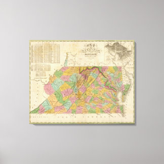 Lienzo Mapa De Virginia Y Maryland