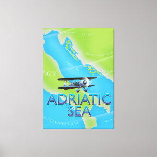 Lienzo Mapa de vuelo del Mar Adriático
