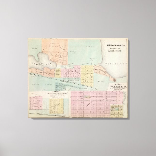 Lienzo Mapa de Waseca, Minnesota (Anverso)