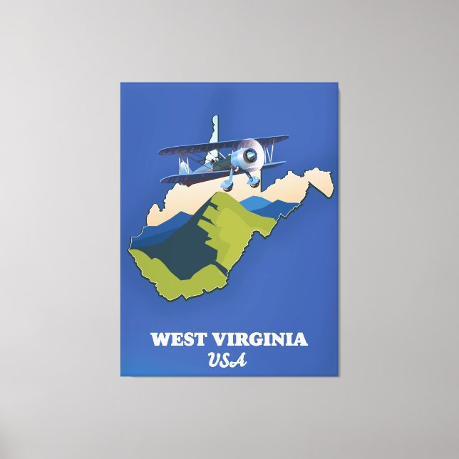 Lienzo Mapa de West Virginia USA (Anverso)