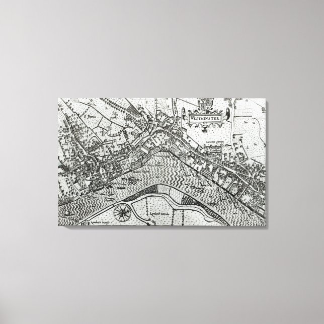 Lienzo Mapa de Westminster de 'Speculum Britannia' (Anverso)