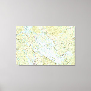 Lienzo Mapa de Winnipesaukee del lago (1986)