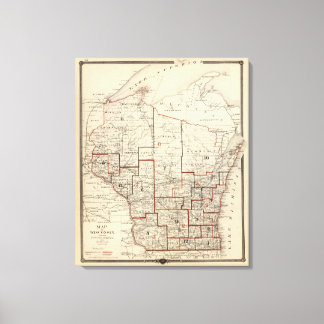 Lienzo Mapa de Wisconsin