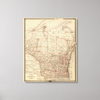 Lienzo Mapa de Wisconsin que muestra los distritos senato