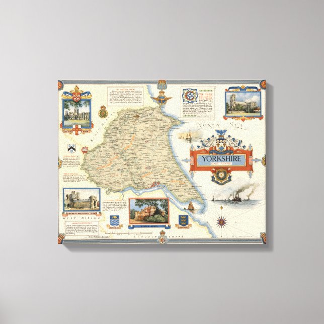 Lienzo Mapa de Yorkshire: En East Riding (Anverso)