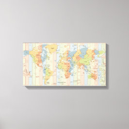 Lienzo Mapa de zonas horarias mundiales