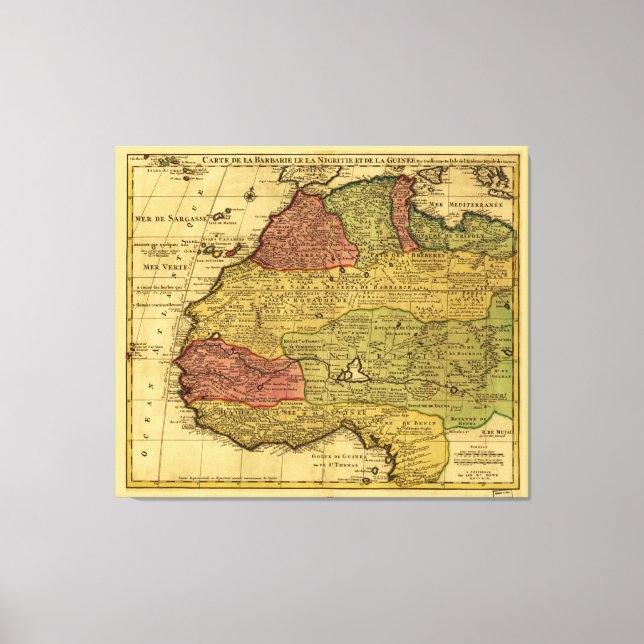 Lienzo Mapa del África noroccidental (1792) (Anverso)