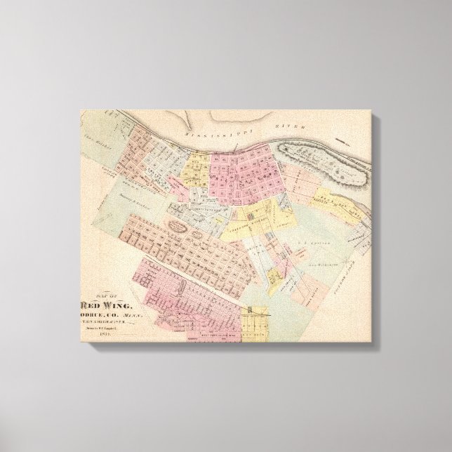 Lienzo Mapa del Ala Roja, condado de Goodhue, Minnesota (Anverso)