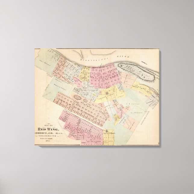 Lienzo Mapa del Ala Roja, condado de Goodhue, Minnesota (Anverso)