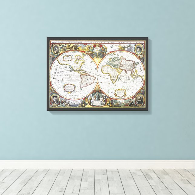 Lienzo Mapa del Antiguo Mundo de Hendrik Hondius, 1630 (Insitu (piso de madera))