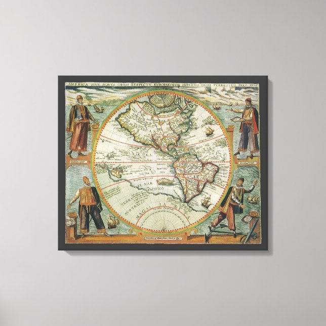 Lienzo Mapa del Antiguo Mundo de las Américas, Theodor de (Anverso)